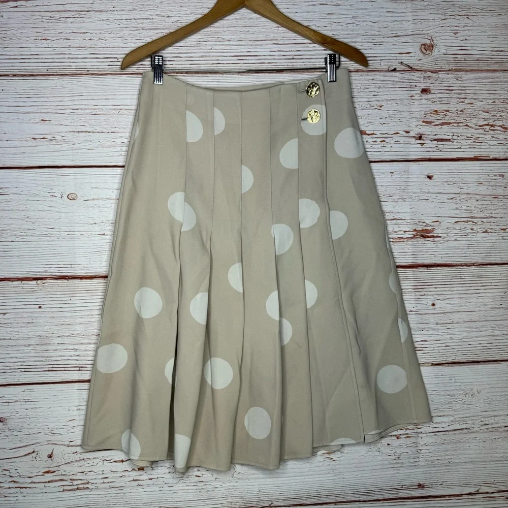 Proenza Schouler Pleated Polka Dot Crepe Wrap Skirt in Cream Sz 4 - Picture 6 of 13